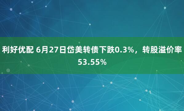 利好优配 6月27日岱美转债下跌0.3%，转股溢价率53.55%